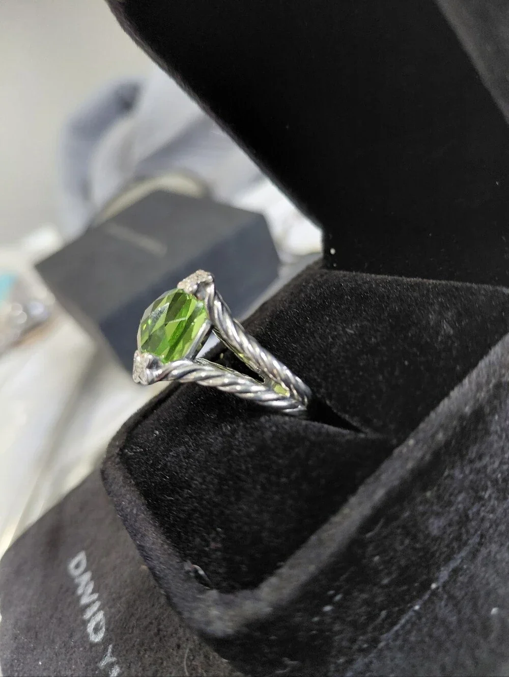 David Yurman Cushion Set Peridot Size 6